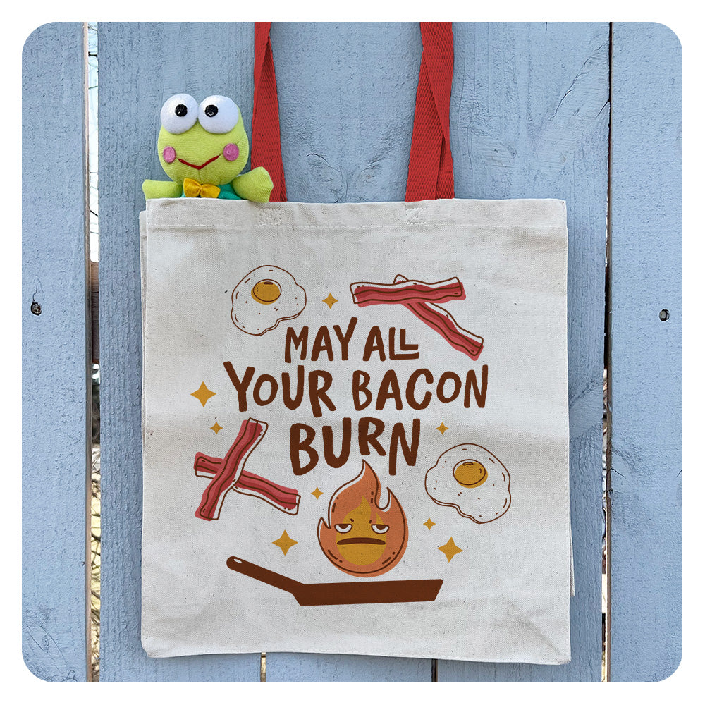 May All Your Bacon Burn Contrast Handle Tote Bag
