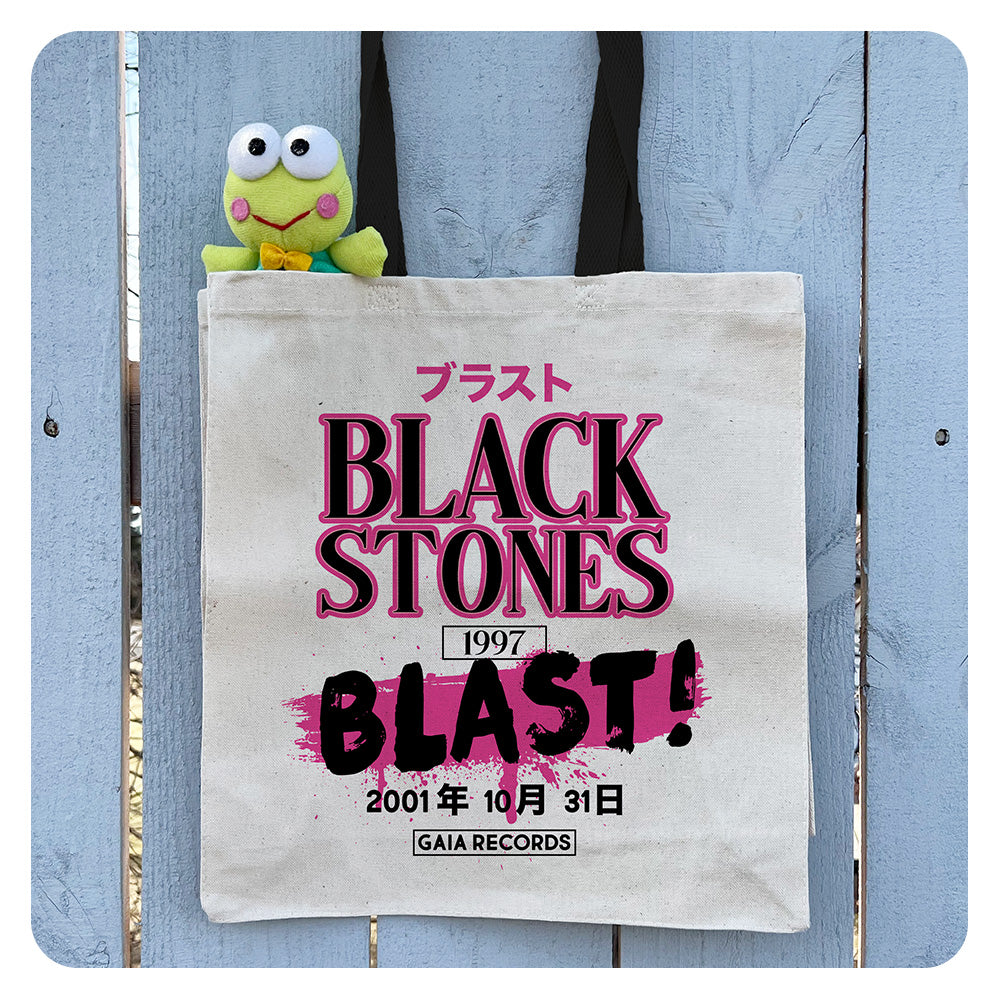 Black Stones Band Graphic Contrast Handle Tote Bag