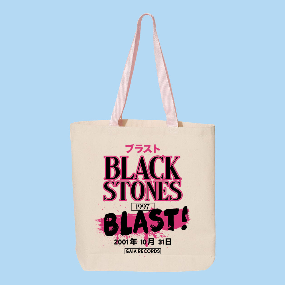 Black Stones Band Graphic Contrast Handle Tote Bag