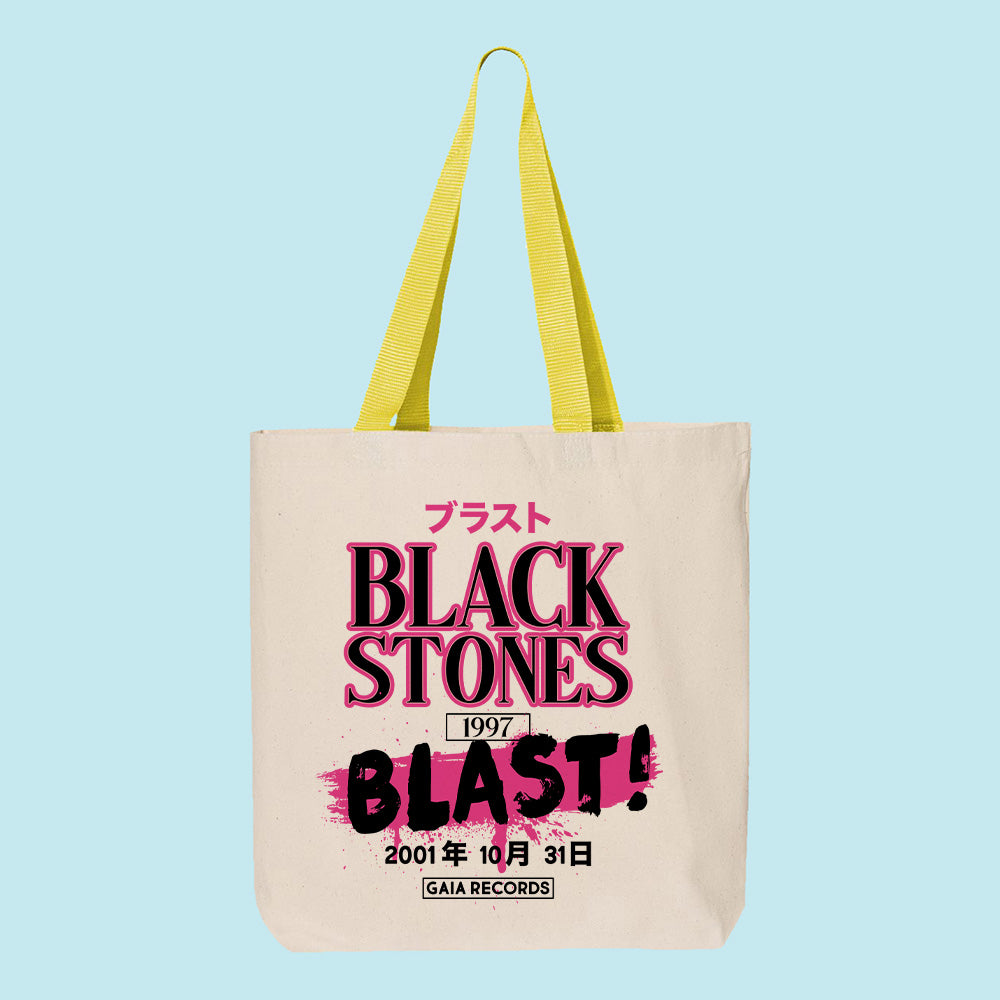 Black Stones Band Graphic Contrast Handle Tote Bag