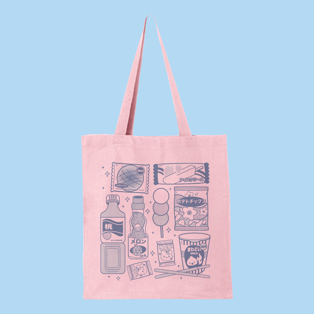 Blue Convenient Store Snacks Tote Bag