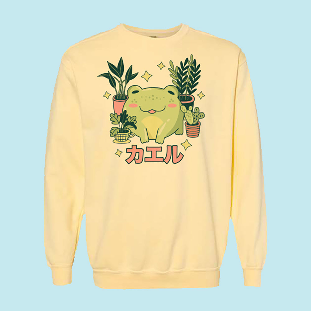 Frog with Plants Comfort Colors Crewneck Sweatshirt