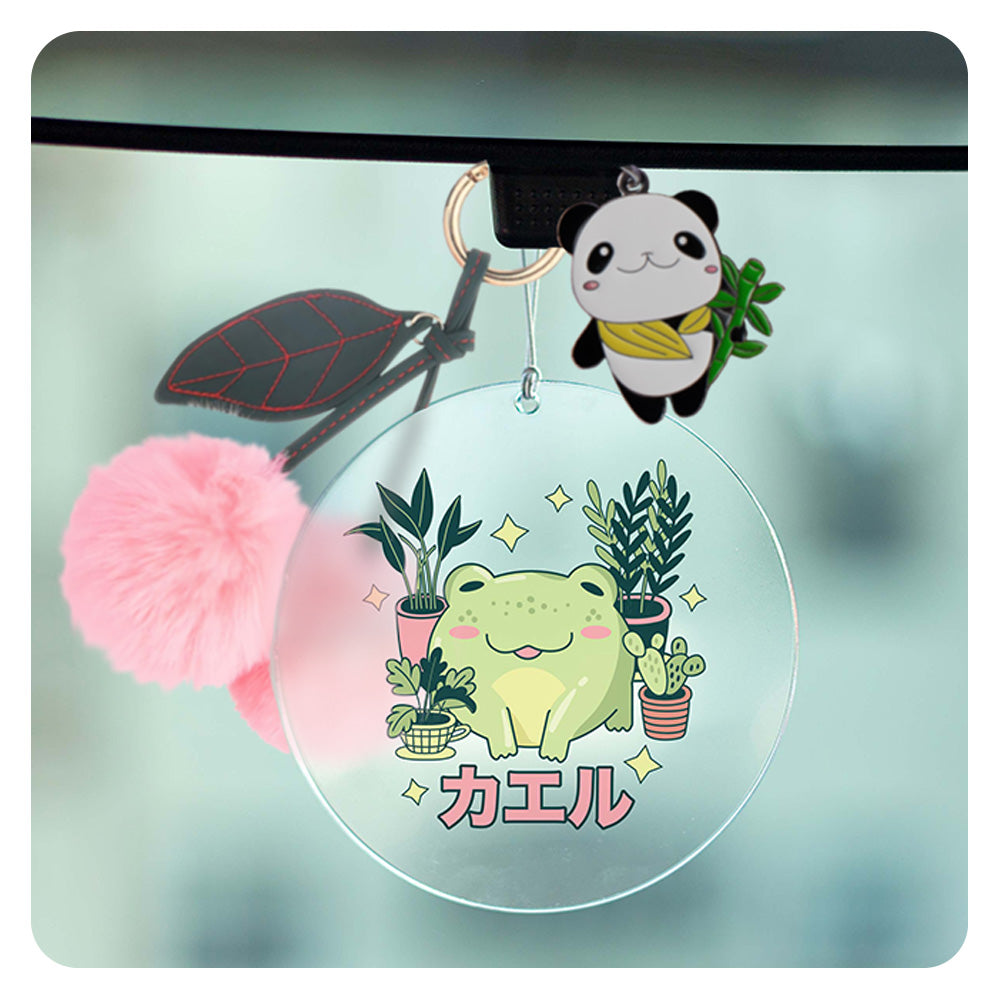 Frog with Plants Rearview Mirror Hang