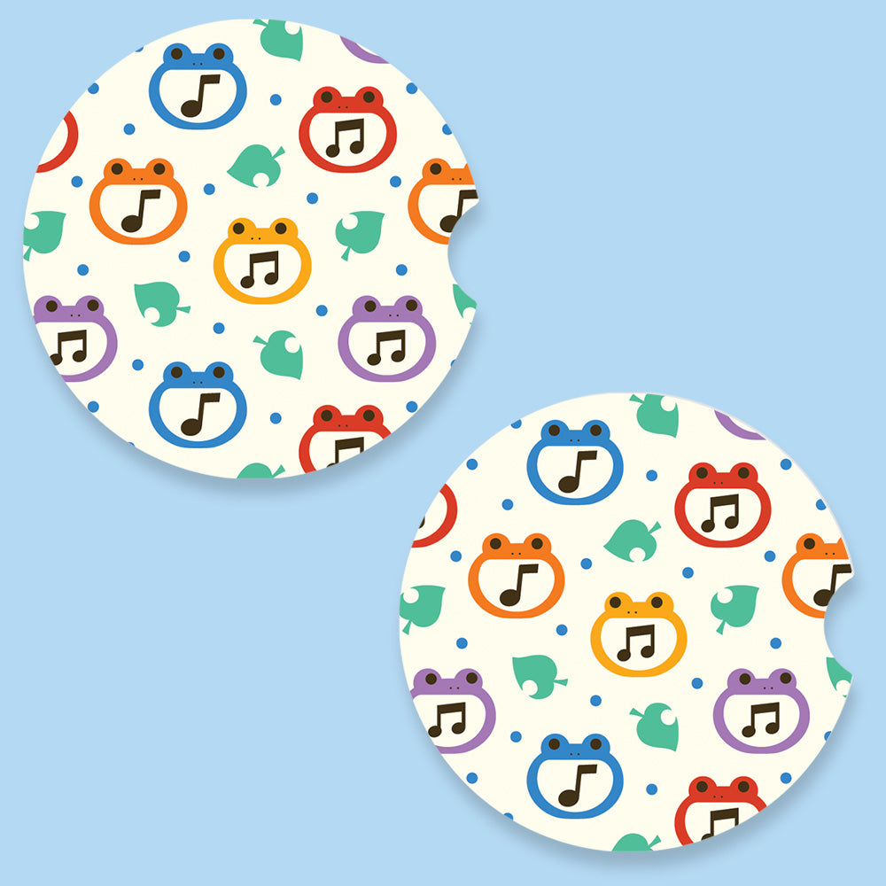 Froggy Music Notes Patterned Car Coasters