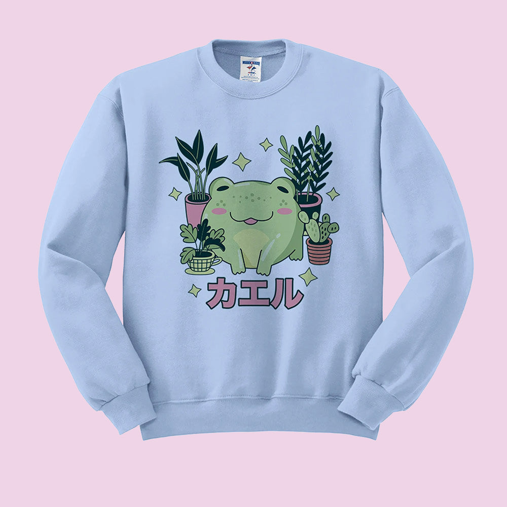 Frog with Plants Crewneck Sweatshirt