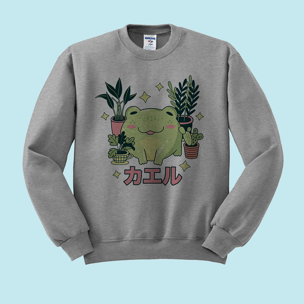 Frog with Plants Crewneck Sweatshirt