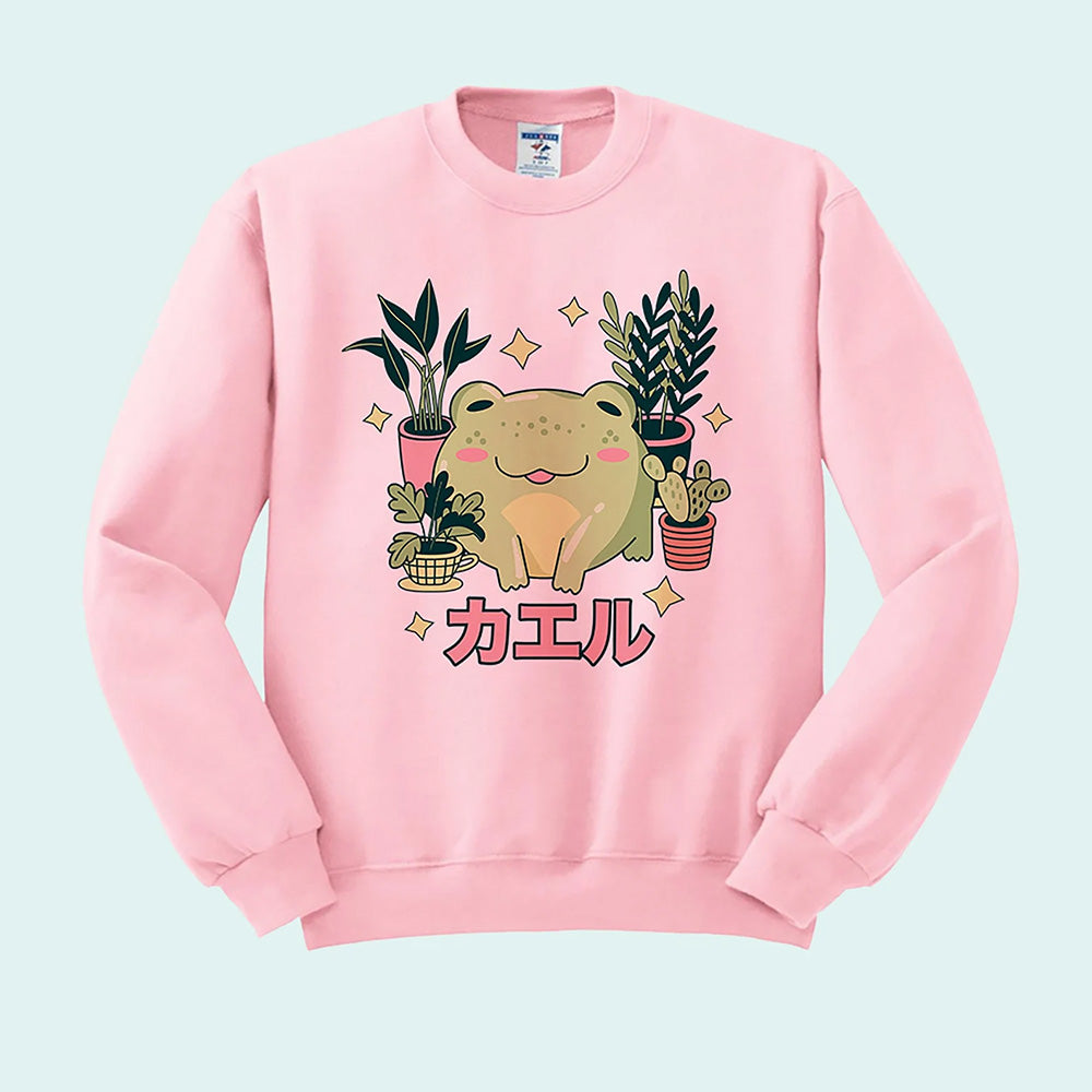 Frog with Plants Crewneck Sweatshirt
