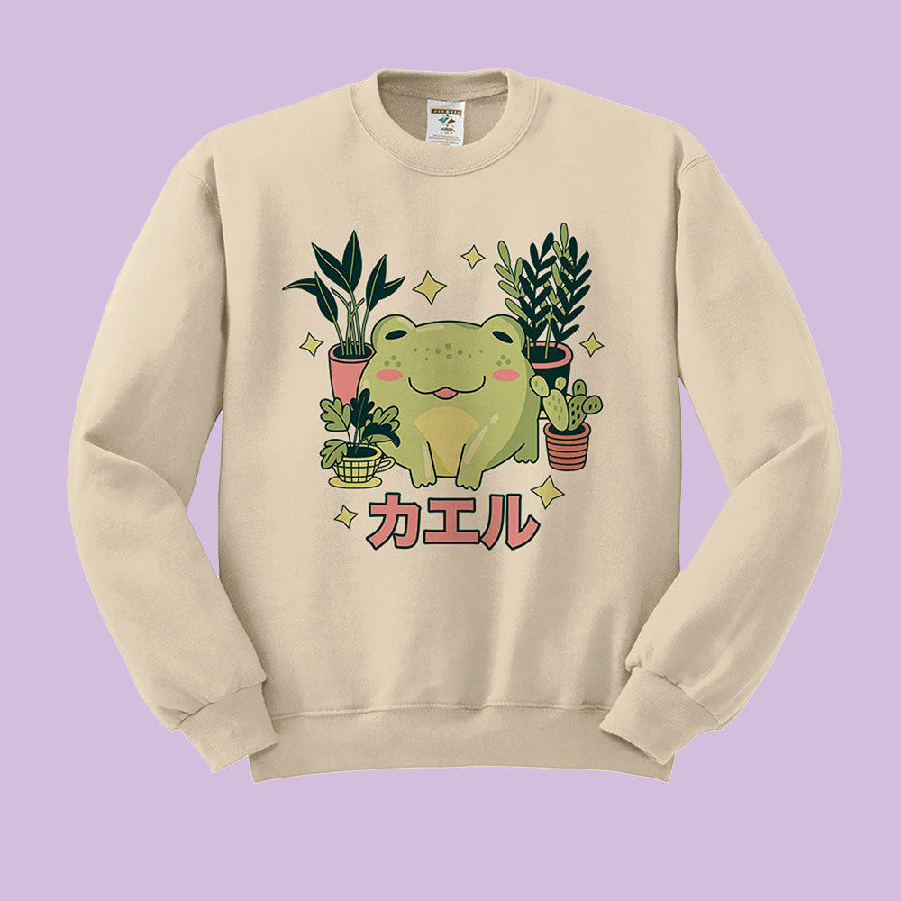 Frog with Plants Crewneck Sweatshirt