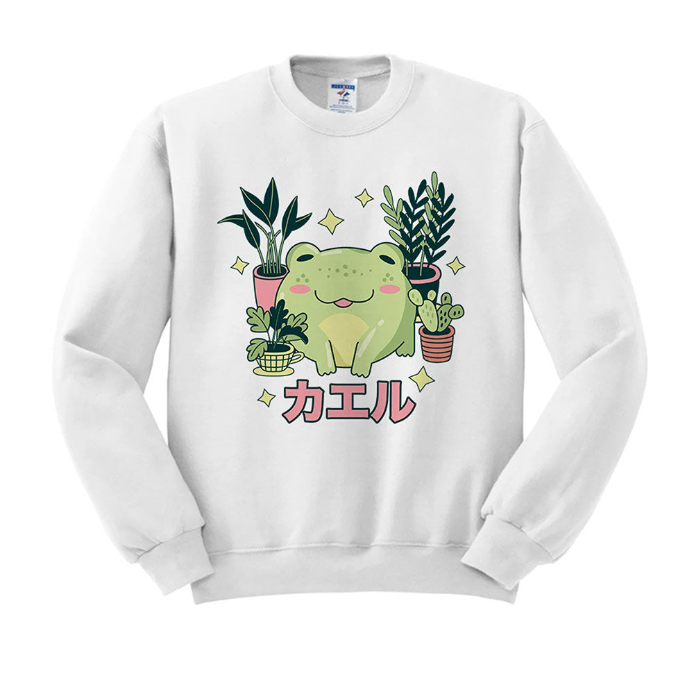 Frog with Plants Crewneck Sweatshirt