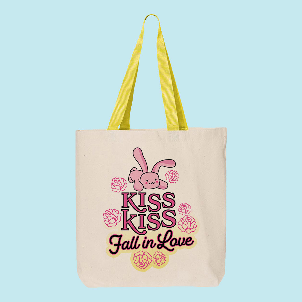 Kiss Kiss Fall in Love Contrast Handle Tote Bag