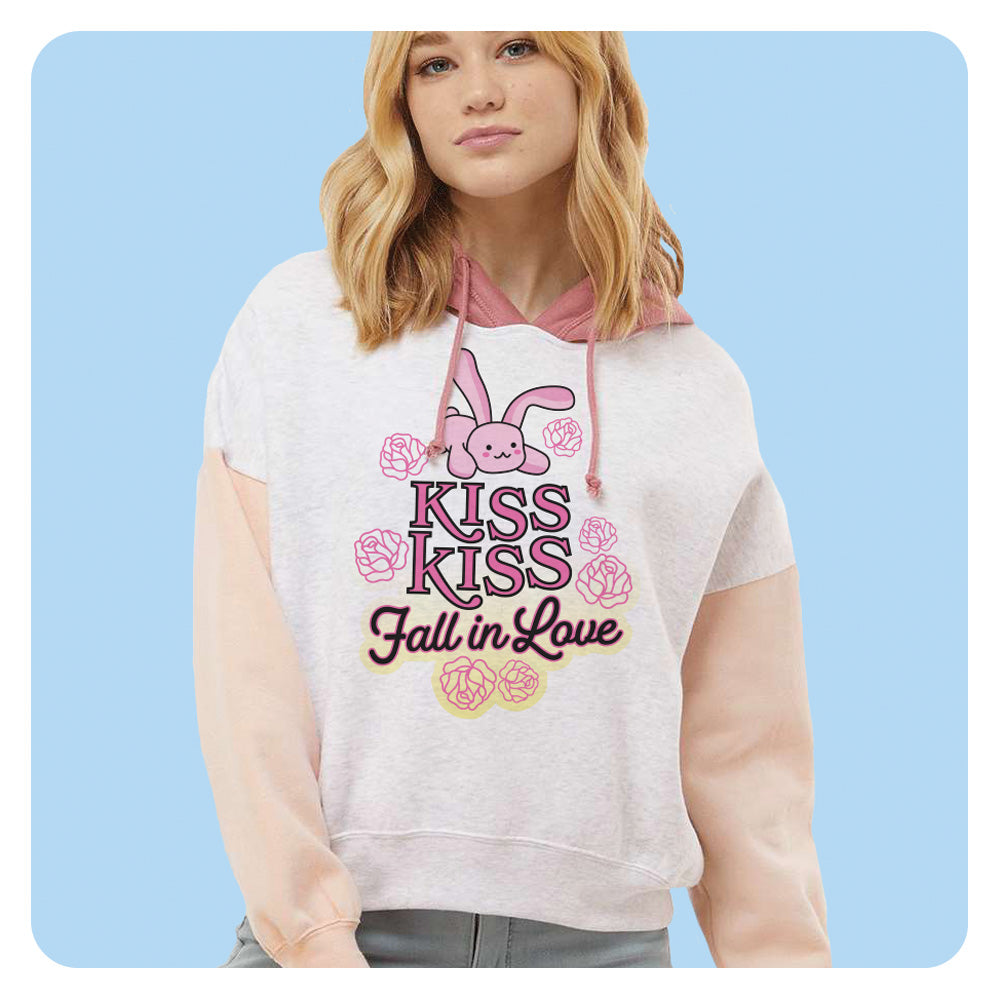 Kiss Kiss Fall in Love Colorblock Hoodie