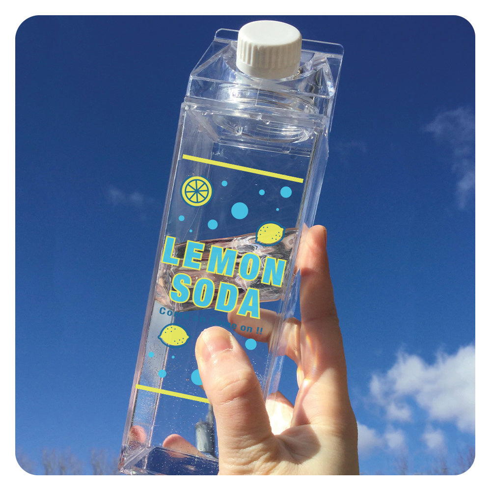 Lemon Soda Label Milk Carton Bottle