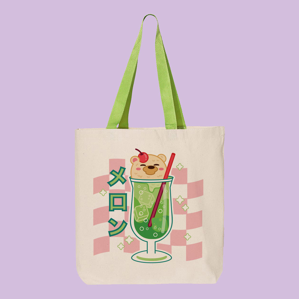 Melon Soda Contrast Handle Tote Bag