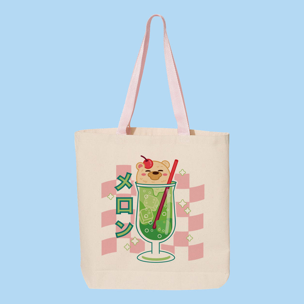 Melon Soda Contrast Handle Tote Bag
