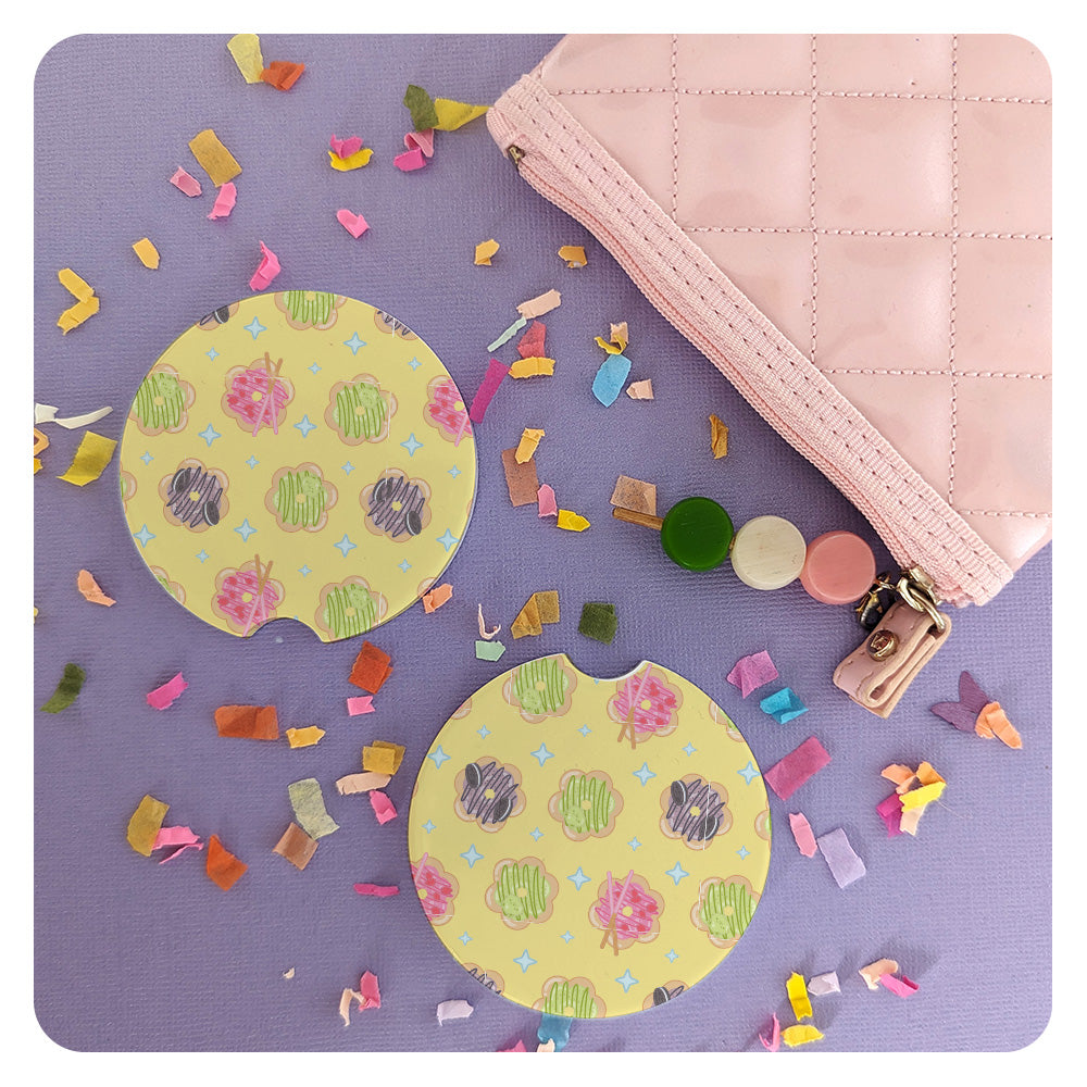Mochi Donuts Patterned Car Coasters