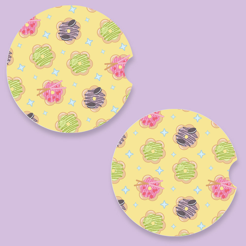 Mochi Donuts Patterned Car Coasters