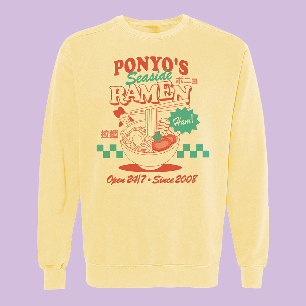 Ponyo's Seaside Ramen Comfort Colors Crewneck Sweatshirt