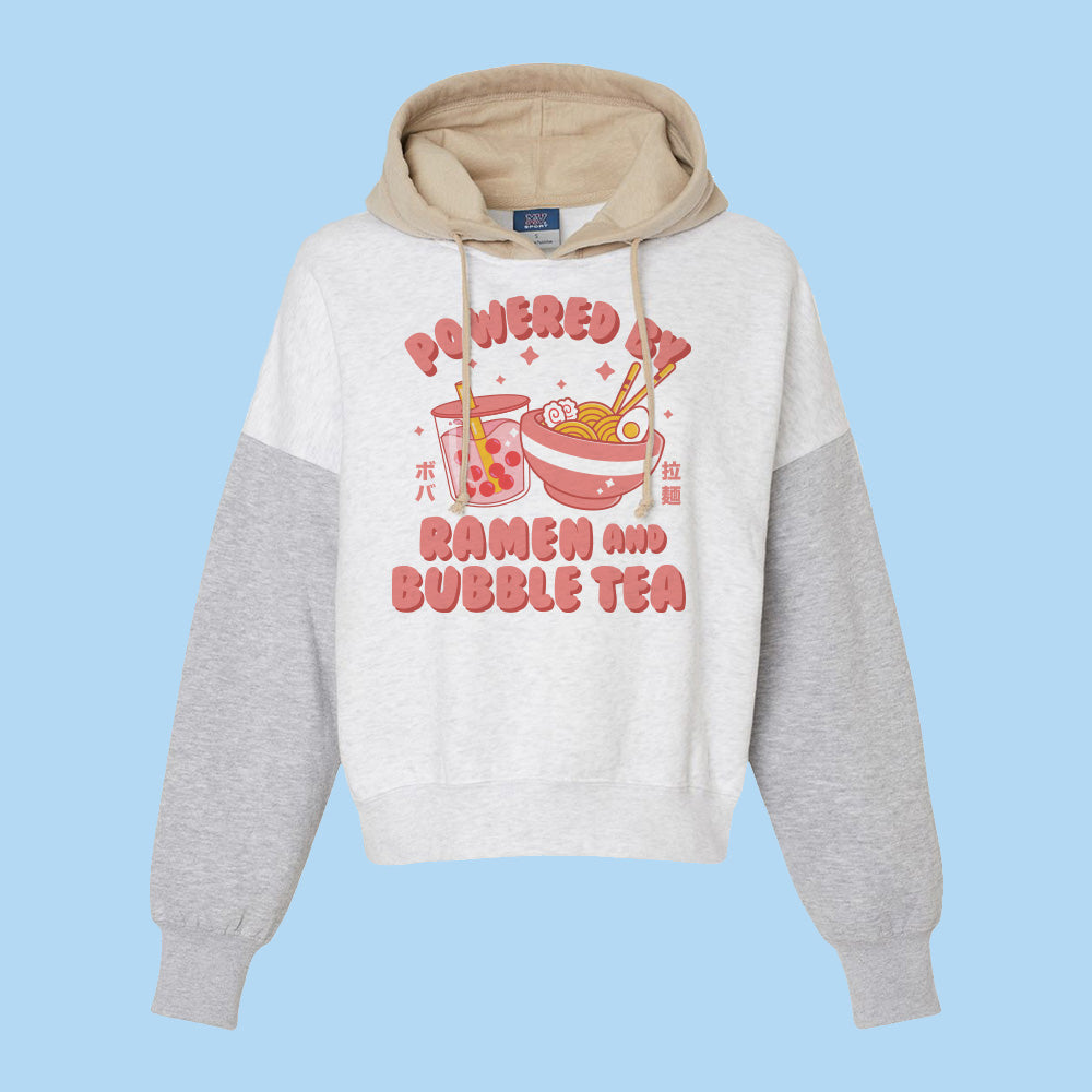 Powered by Ramen and Bubble Tea Colorblock Hoodie