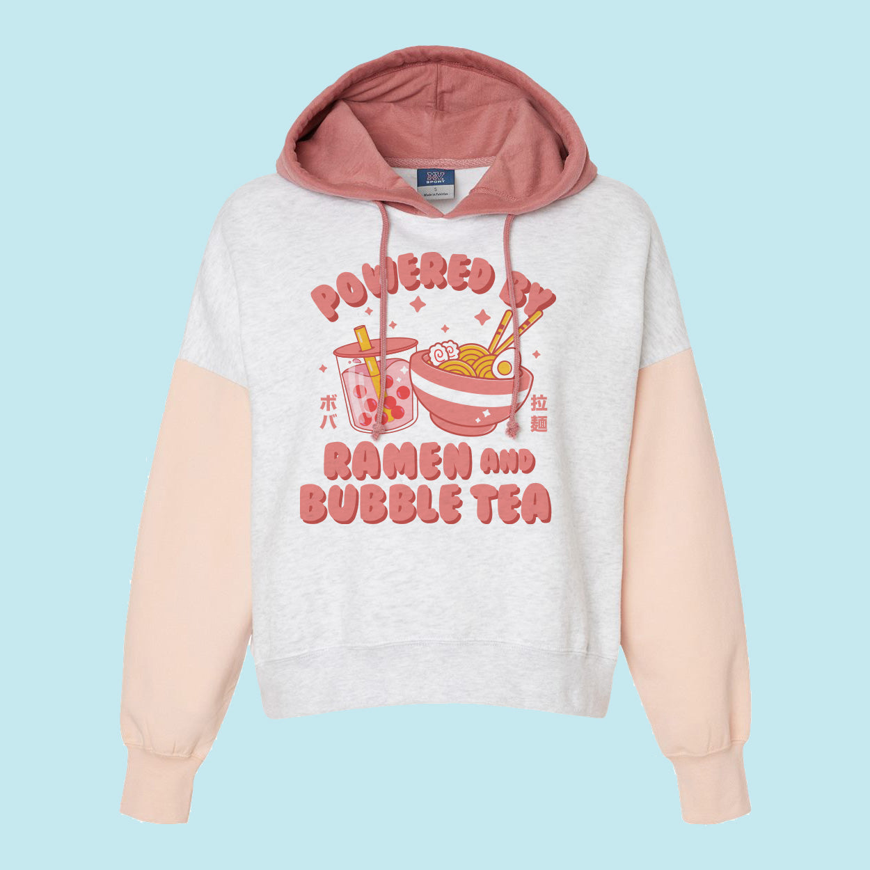 Powered by Ramen and Bubble Tea Colorblock Hoodie