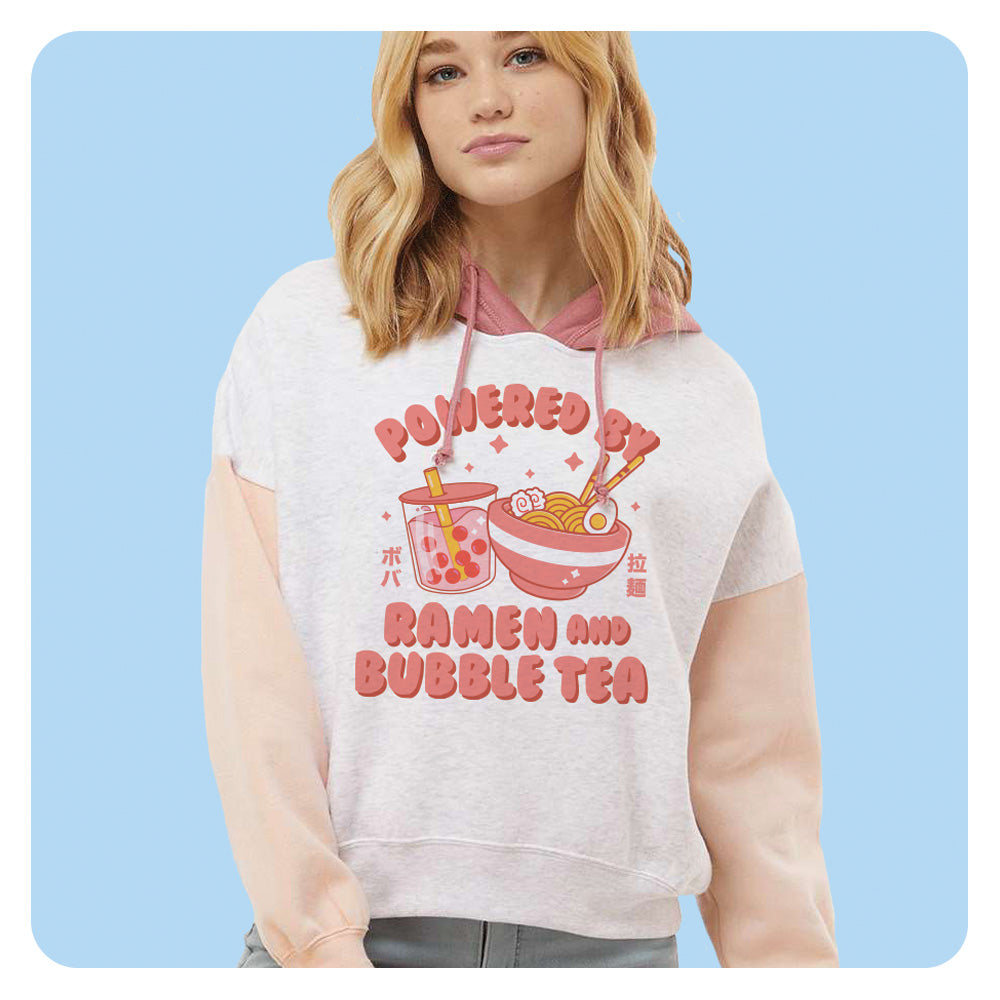 Powered by Ramen and Bubble Tea Colorblock Hoodie