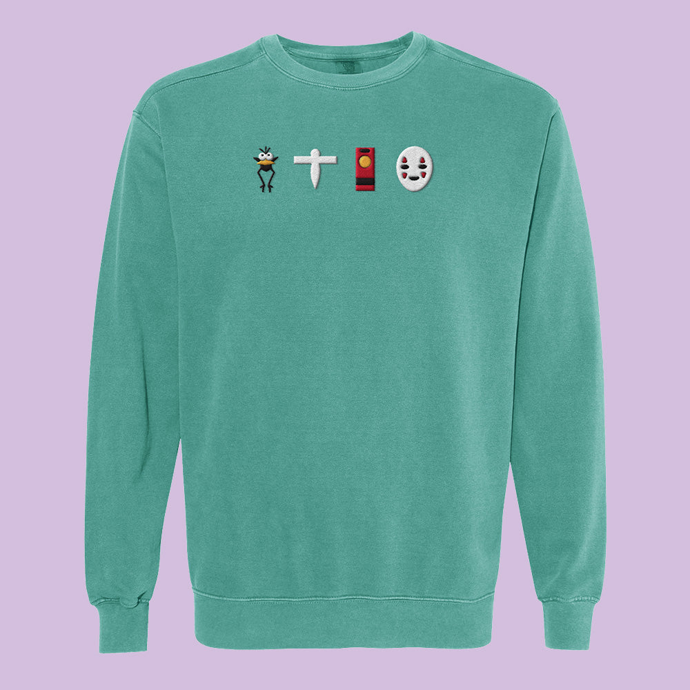 Spirit Bathhouse Embroidered Comfort Colors Crewneck Sweatshirt