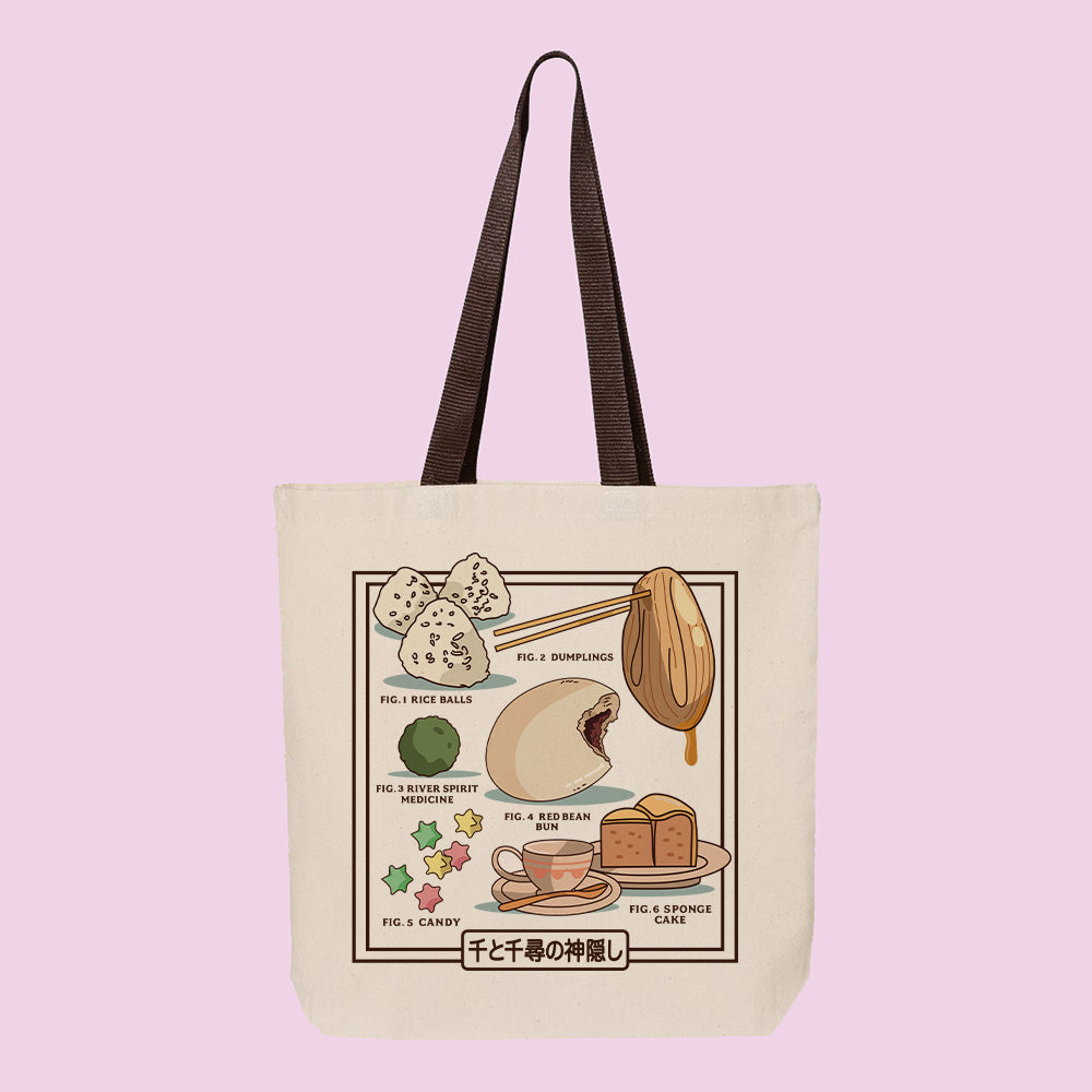 Spirit Bathhouse Food Chart Contrast Handle Tote Bag