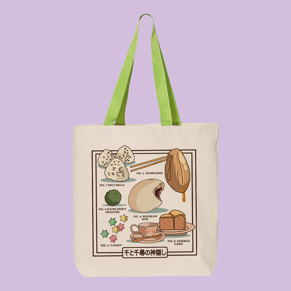 Spirit Bathhouse Food Chart Contrast Handle Tote Bag