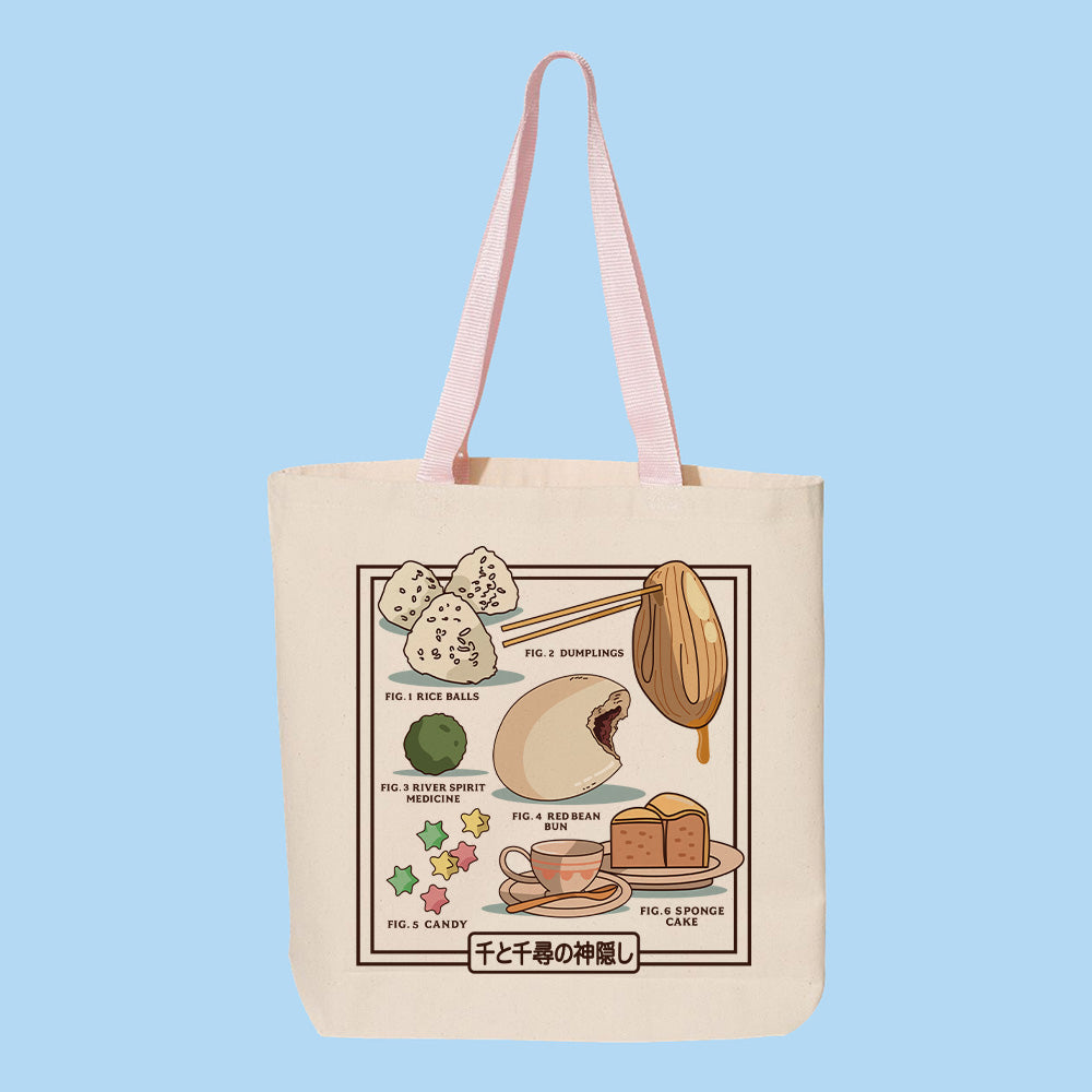 Spirit Bathhouse Food Chart Contrast Handle Tote Bag