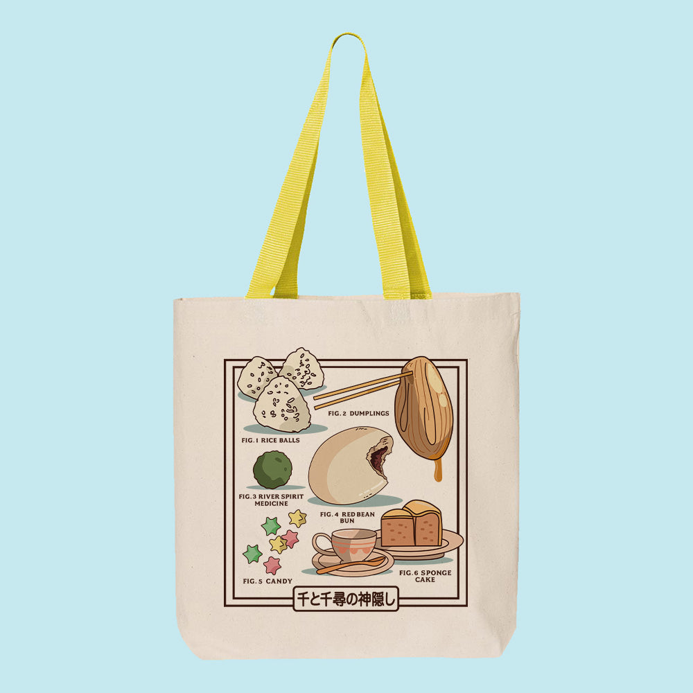 Spirit Bathhouse Food Chart Contrast Handle Tote Bag
