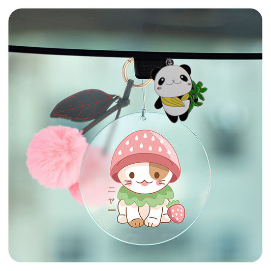 Strawberry Hat Cat Mirror Hang