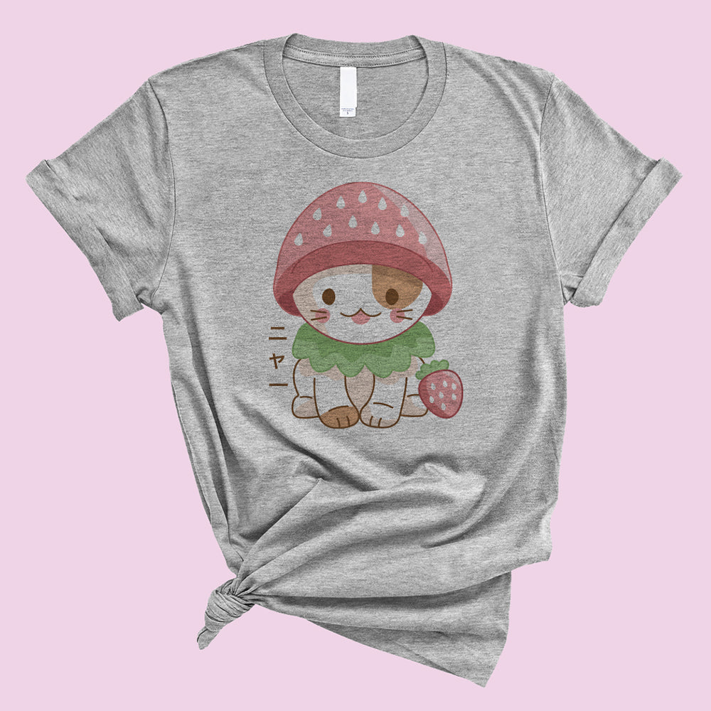 Strawberry Hat Cat T-Shirt