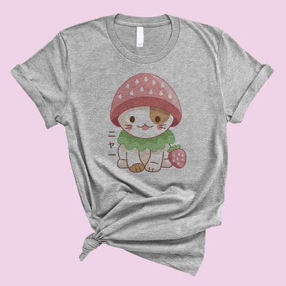 Strawberry Hat Cat T-Shirt