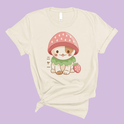 Strawberry Hat Cat T-Shirt