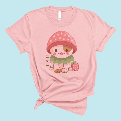 Strawberry Hat Cat T-Shirt