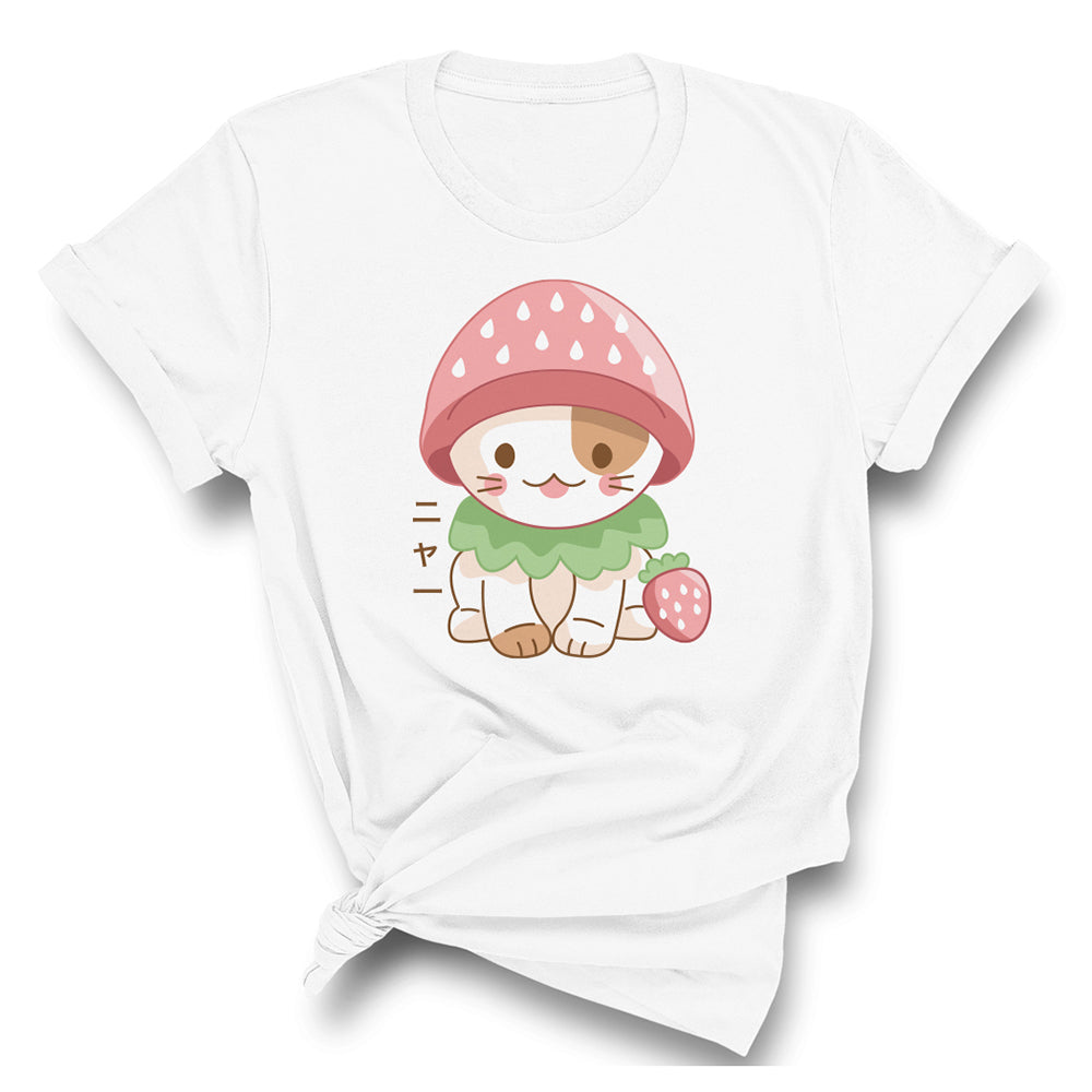 Strawberry Hat Cat T-Shirt