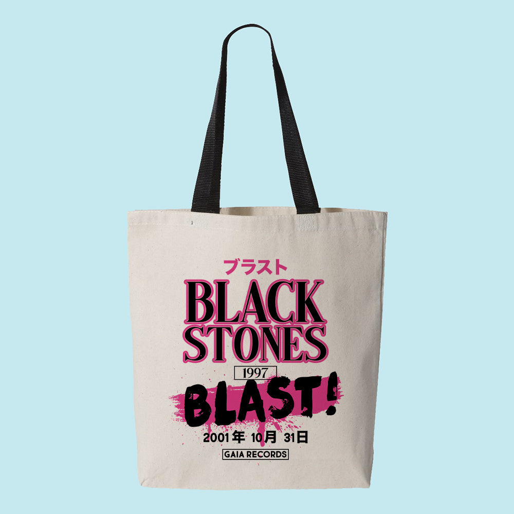 Black Stones Band Graphic Contrast Handle Tote Bag