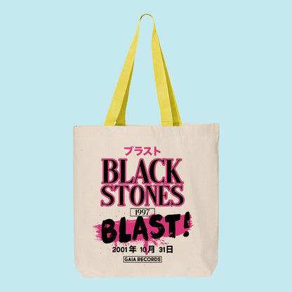 Black Stones Band Graphic Contrast Handle Tote Bag
