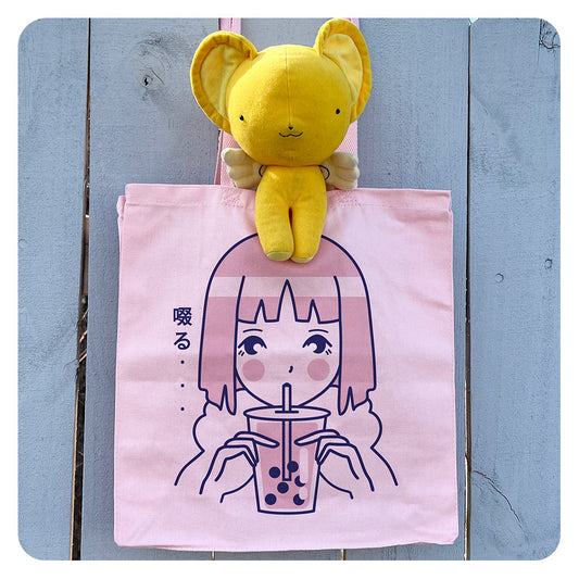 Girl Drinking Boba Tote Bag