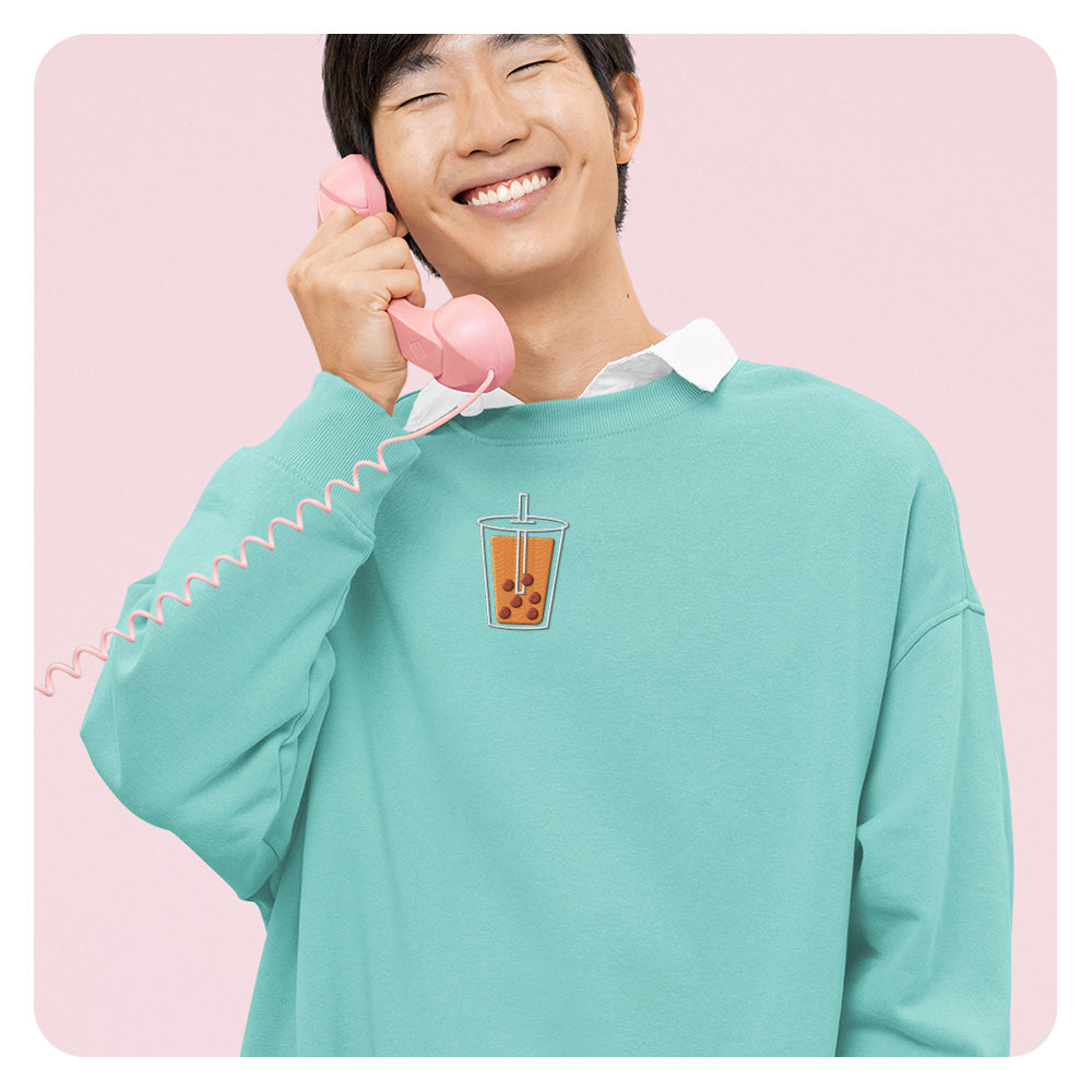 Choose Your Boba Flavor Embroidered Comfort Colors Crewneck Sweatshirt