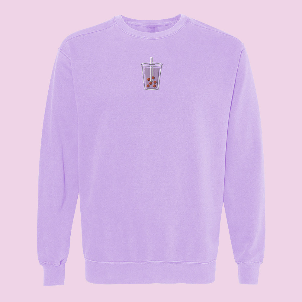 Choose Your Boba Flavor Embroidered Comfort Colors Crewneck Sweatshirt