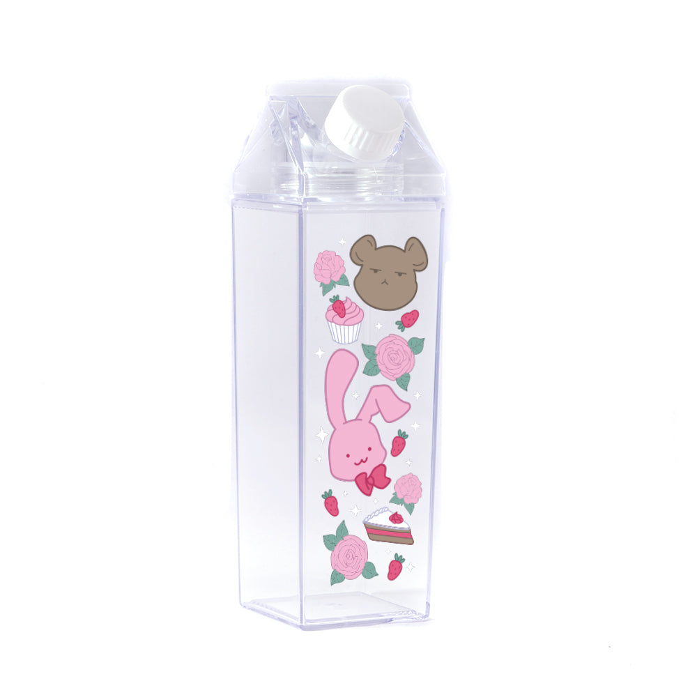 Bunny and Bear Dessert Pattern Milk Carton Bottle