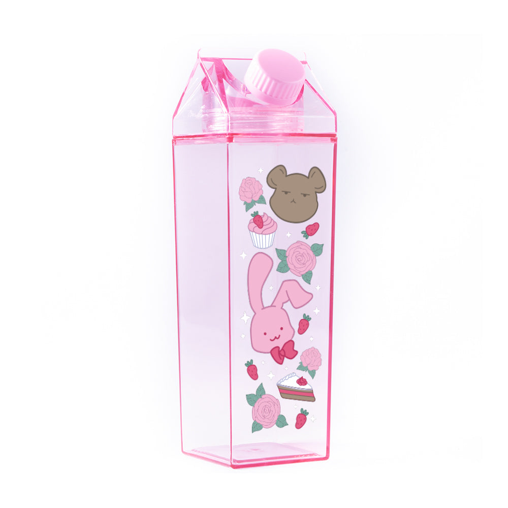 Bunny and Bear Dessert Pattern Milk Carton Bottle