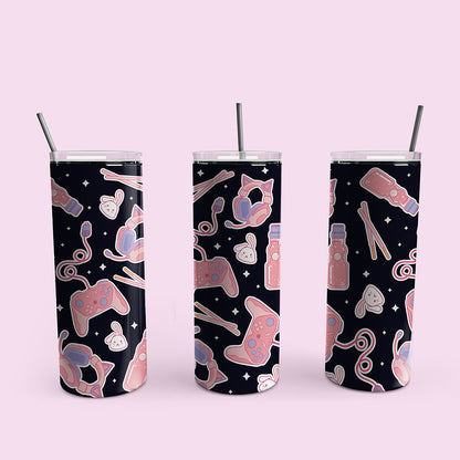 Gamer Girl Icons Skinny Tumbler