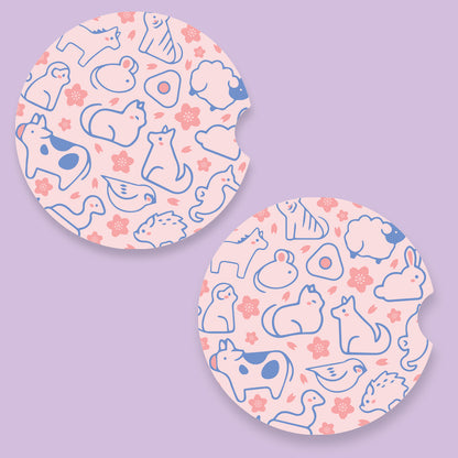 Zodiac Animals Patterned Car Coasters