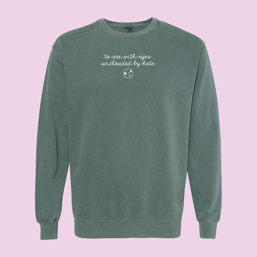 Unclouded by Hate Embroidered Comfort Colors Crewneck Sweatshirt