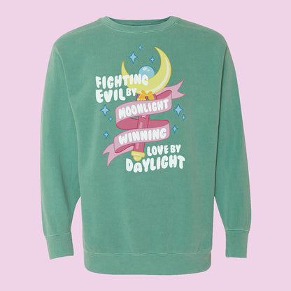 Fighting Evil by Moonlight Comfort Colors Crewneck Sweatshirt