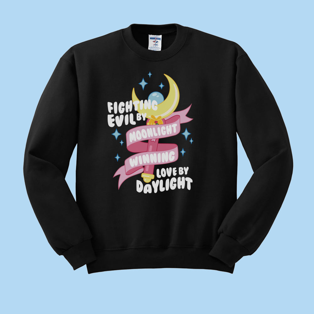 Fighting Evil by Moonlight Crewneck Sweatshirt