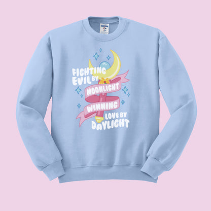 Fighting Evil by Moonlight Crewneck Sweatshirt