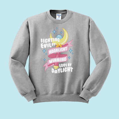 Fighting Evil by Moonlight Crewneck Sweatshirt