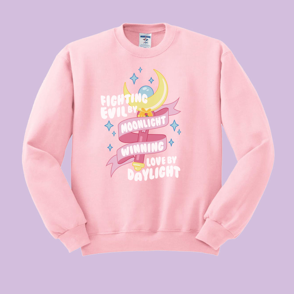 Fighting Evil by Moonlight Crewneck Sweatshirt